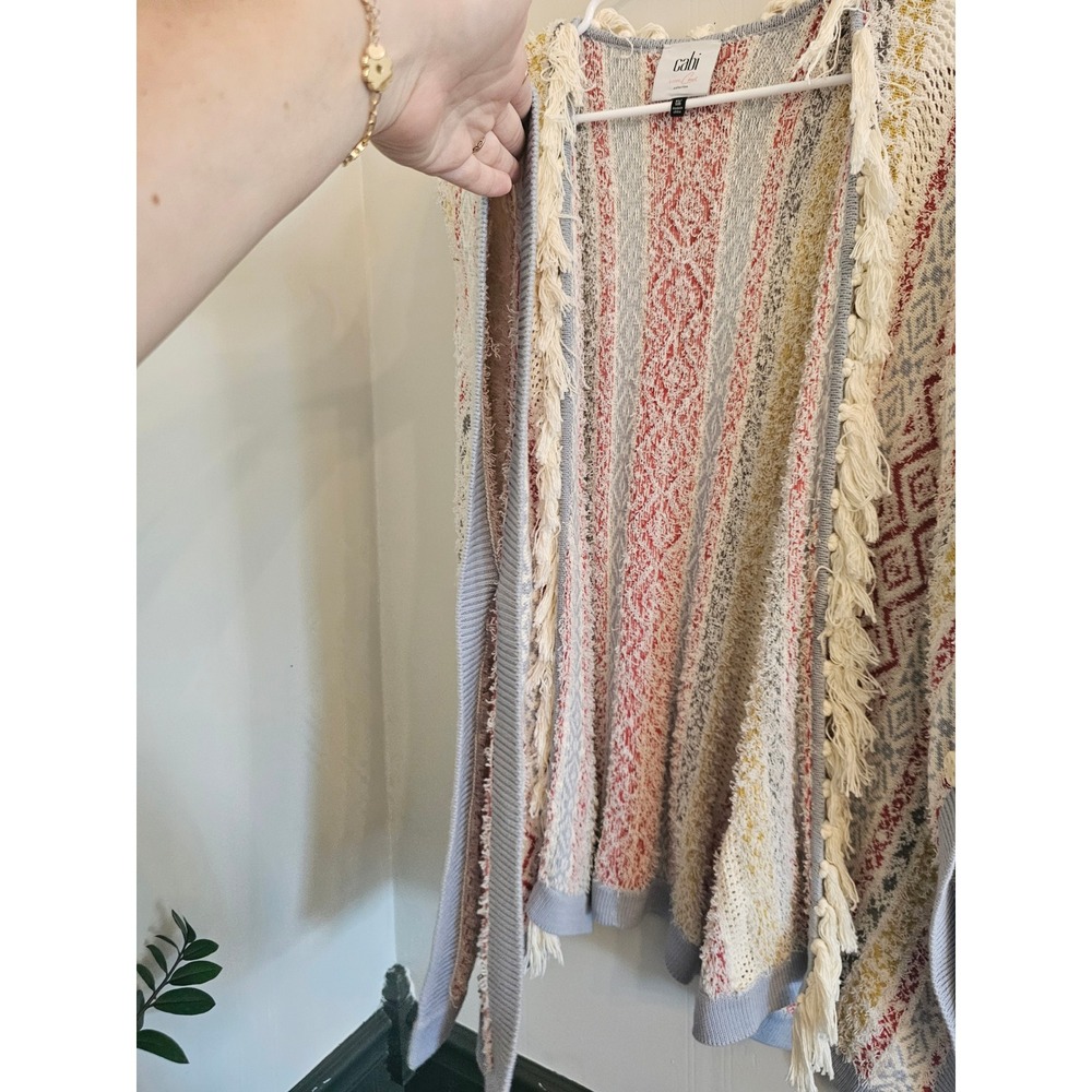 Cabi Love Carol Collection Fair Isle Fringe Poncho Sweater XS/S siesta - Picture 3 of 10